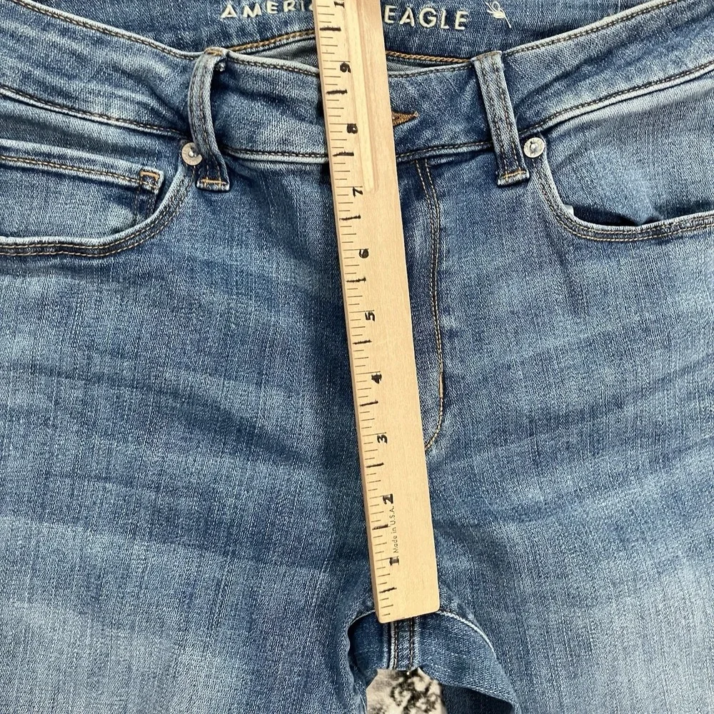 American Eagle Skinny Super Stretch Jeans Womens 12 Medium Wash Mid Rise Denim